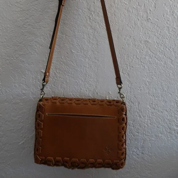 Patricia Nash Porticci Leather Woven Chainlink Crossbody Bag Hazelnut - Picture 6 of 11